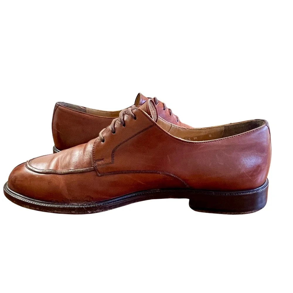 MEZLAN Leather Split Toe Derby Shoes Men Sz 8 Brown Lace Up Dress Classic Office